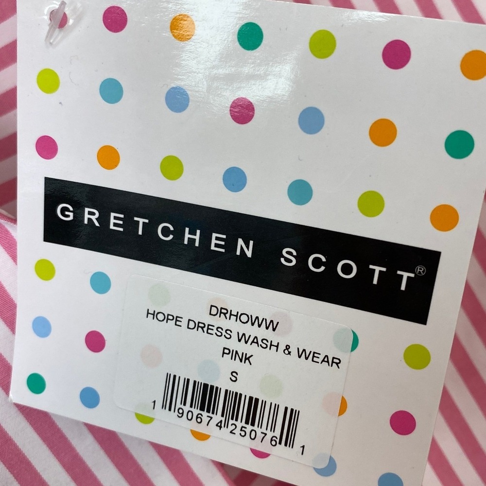 NWT, Gretchen Scott, Hope Dress Pink White Stripe Ruffle Collar Sleeveless Small - Picture 9 of 14